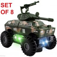 [아마존 핫딜] WolVol Set of 8 Military Car Truck Toys with Lights and Sounds for Kids, Army Action with Bump & Go (Size of Each Vehicle is Approximately 5 x 3)
