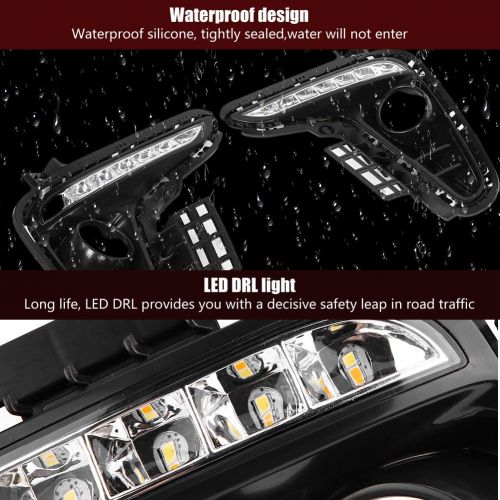  Acouto 1Pair Car Daytime Running Light Turn Signal 2-Color DRL LED Fog Lamp for Kia Rio K2 17-18