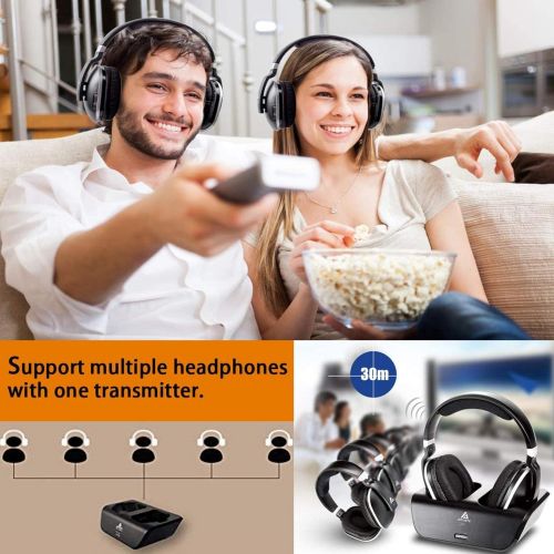  ARTISTE Wireless Headphones for TV with RF Transmitter for Netflix Hulu Watching and Listening-Digital Over Ear Cordless TV Headphones Rechargeable 20 Hour Battery and Charging Dock Also f