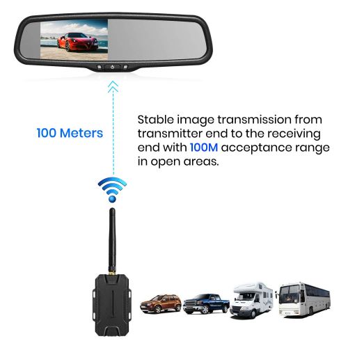  AUTO-VOX Wireless Backup Camera Mirror with IP 68 Waterproof Back Up Cam, Super Night Vision Car Reverse Camera License Plate Rear View Camera kit by AUTO VOX