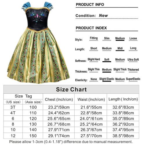  AmzBarley Anna Costume Dress for Girls Halloween Cosplay Dress up Princess Outfits 2-12 Years