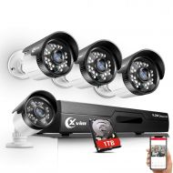X-VIM 【Update】 XVIM 8 Channel 720P Outdoor Home Security Camera System 1080N DVR 1TB Hard Drive,4 HD Bullet Surveillance Cameras with Night Vision and Motion Detection