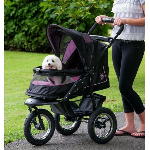  Pet Gear No-Zip NV Pet Stroller for CatsDogs, Zipperless Entry, Easy One-Hand Fold, Air Tires, Plush Pad + Weather Cover Included, Optional Divider
