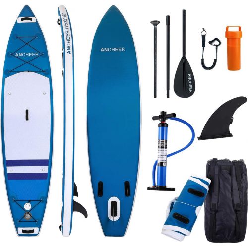  [아마존베스트]ANCHEER Inflatable Stand Up Paddle Board 10, Non-Slip Deck(6 Inches Thick), iSUP Boards Package w/Adjustable Paddle, Leash, Hand Pump and Backpack, Youth & Adult