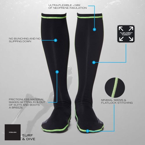  WETSOX Therms- The Only Frictionless, 4 Season, 1 MM WetsuitWater Sock Accessory Designed to Ease SuitBootie Entry, Insulate and Prevent Chafing