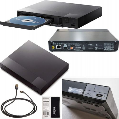 소니 Sony BDP-S3700 Blu-Ray Disc Player with Built-in Wi-Fi + Remote Control, Bundled with Xtech High-Speed HDMI Cable wEthernet + HeroFiber Gentle Cleaning Cloth