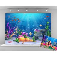 Kate 7x5ft Blue Underwater Photography Backdrops Colorful Fish Background Fairy Tale Backdrops Booth