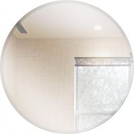 Fab Glass and Mirror Round Beveled Polished Frameless Wall Mirror with Hooks, 42 x 42, Silver