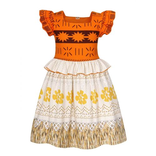  AmzBarley Moana Dress for Girls Fancy Party Cosplay Dress up Outfits Costumes Age 1-12 Years