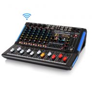 Pyle 8-Channel Bluetooth Studio Audio Mixer - DJ Sound Controller Interface w USB Drive for PC Recording Input, XLR Microphone Jack, 48V Power, RCA InputOutput for Professional and Be