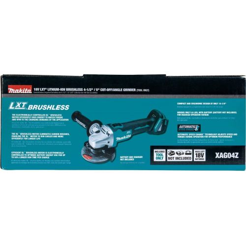  Makita XAG04Z 18V LXT Lithium-Ion Brushless Cordless 4-12”  5 Cut-OffAngle Grinder, Tool Only