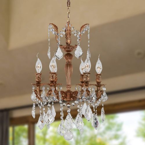  Worldwide Lighting Versailles Collection 6 Light French Gold Finish and Clear Crystal Mini Chandelier 15 D x 22 H