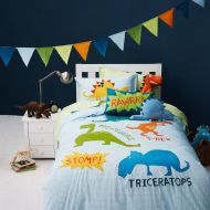 LELVA Dinosaur Bedding Kids for Full Size Boys Duvet Cover set Quilt/Comforter Cover Blue 4 Piece