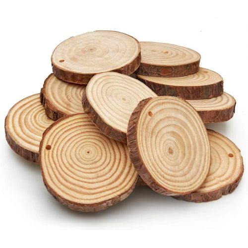  [아마존 핫딜] ARTEZA Wood Slices (45 Pieces) with Bark Natural Unfinished Pine 2.4-2.8 Diameter Smooth Beautiful Sanded Surface Includes 50 of Natural Jute Twine for Arts, Crafts, Weddings, Orna