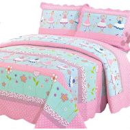 Abreeze 3pc Kids Bedding Set Boys Train Quilt Bedspread Set Plaid Train Patchwork Pattern Queen Size