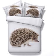 EsyDream Cute Hedgehog Design Boys Bedroom Bedding Sheet Twin Size 4PC,100% Cotton Hedgehog Animal Kids Duvet Cover,Full/Queen Size (4PC/Set)