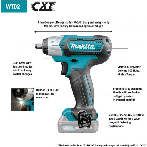  Makita WT02Z 12V Max CXT Impact Wrench, 38