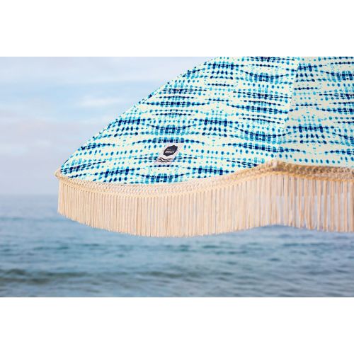  Beach Umbrella, Seaview with Fringe, Designed by Beach Brella  100% UV Sun Protection, Lightweight, Portable & easy to setup in the Sand and secure in the Wind