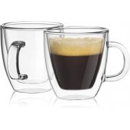 [아마존 핫딜]  [아마존핫딜]JoyJolt Savor Double Wall Insulated Glasses Espresso Mugs (Set of 2) - 5.4-Ounces
