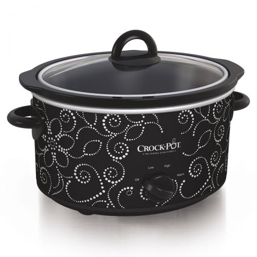 크록팟 Crock-Pot Crockpot Manual Slow Cooker, 4 quart, Black/White
