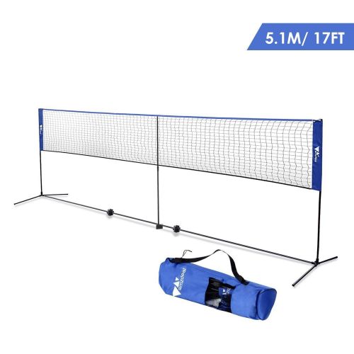  Amzdeal amzdeal Badminton Net 17ft Height Adjustable Portable Tennis Volleyball Net for Indoor Outdoor Use with StandFrame