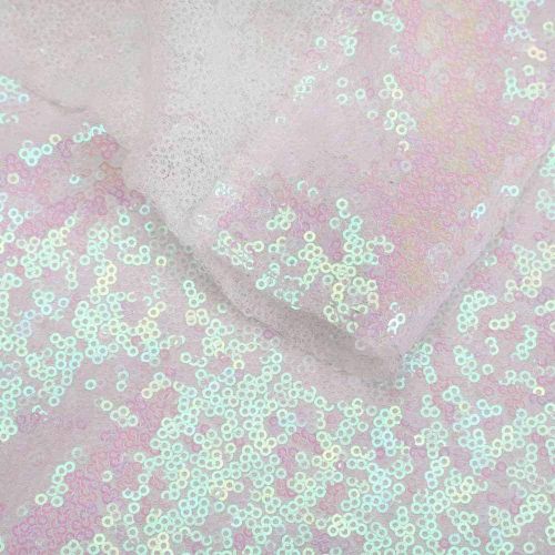  QueenDream White Iridescent Sequin Fabric Sequin Backdrop Fabric Sequin Overlay Sheer Fabric Glitz Table Linen DIY Party Dress Fabric