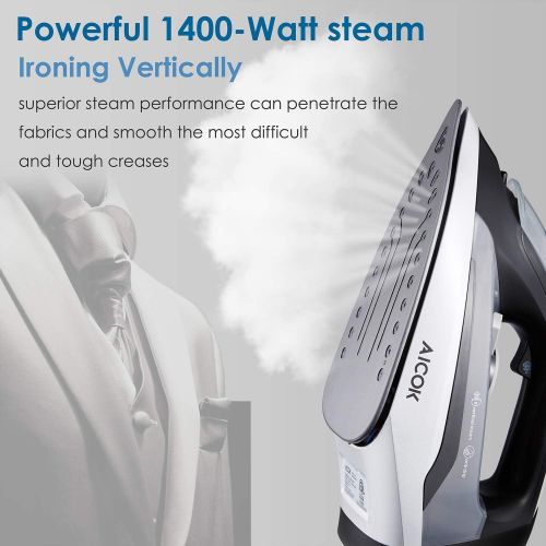 [아마존베스트]AICOK Steam Iron, 1400W Non-Stick Soleplate Iron for Clothes, Variable Temperature and Steam Control, Anti-Drip, Rapid Heating, Black