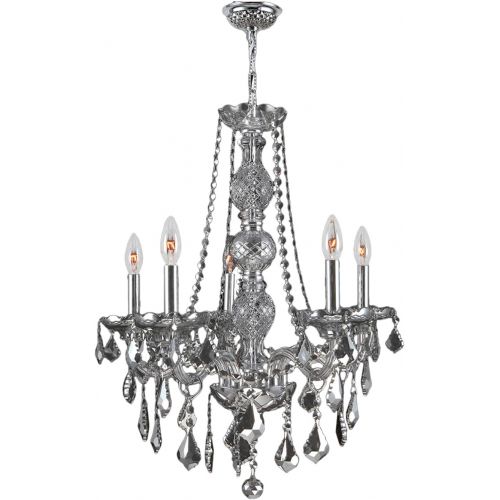  Worldwide Lighting Provence Collection 5 Light Chrome Finish and Smoke Crystal Chandelier 21 D x 26 H Medium
