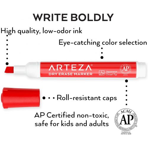  [아마존 핫딜]  [아마존핫딜]ARTEZA Dry Erase Markers, Bulk Pack of 52 (with Chisel Tip), 4 Assorted Colors with Low-Odor Ink, Whiteboard Pens is Perfect for School, Office, or Home
