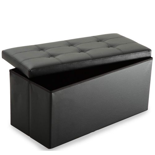  Samincom 30”L x 15”W x 14.17”H Classics Foldable Tufted Storage Bench Ottoman Black