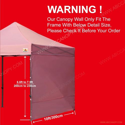  ABCCANOPY Instant Canopy SunWall (15+Colors) for 10x10 Feet, 10x20 Feet Straight Leg pop up Canopy, 1 Pack Sidewall Only, White