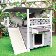 Petsfit 2-Story Outdoor Weatherproof Cat House Cat Condo