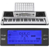 AW 61 Key LCD MIDI Silver Electric Keyboard Music Digital 37x14x5 Personal Electronic Piano wManual