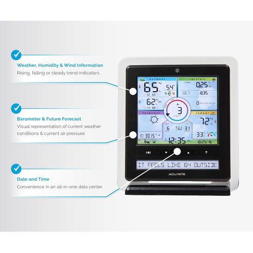  AcuRite 01036M Wireless Weather Station with Programmable Alarms, PC Connect, 5-in-1 Weather Sensor and My Remote Monitoring Weather App