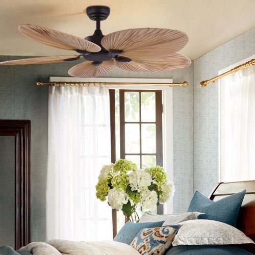  Andersonlight Palm 52-Inch Tropical Ceiling Fan, Five Palm Leaf Blades, Damp Rated, Bronze