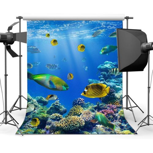  Gladbuy Vinyl 10X10FT 3D Underwater World Backdrop Aquarium Backdrops Fish Coral Blue Sea Tropical Photography Background for Kids Adults Summer Journey Ocean Sailing Portrait Phot
