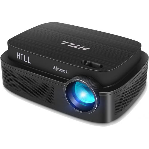  HD Video Projector, HTLL Home Theater Projector 1280x800 Native Resolution, Upgraded LED Projector 40%+ Lumens, Support HDMI, VGA, AV, USB Input from Smartphone, Laptop, PC, DVD Pl
