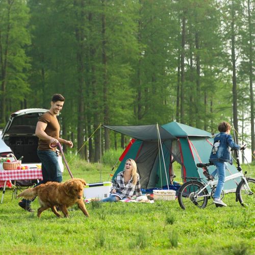  ALTINOVO Outdoor Familie Camping Doppeltuerrahmen Zelt, Belueftet wasserdicht Dauerhaft Geeignet fuer Parkstraende,DarkGreen,L