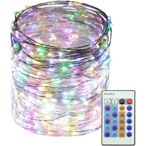  RUICHEN Dimmable Adapter Powered Fairy Lights, 165FT 500 LEDs Plug in Silver Copper Wire Decorative LED Starry String Lights with Remote Control for Wedding Christmas Party Bedroom