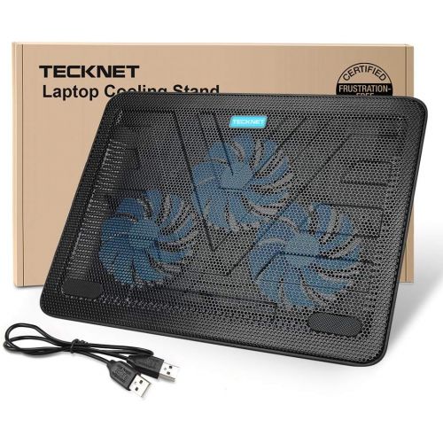  [아마존 핫딜] [아마존핫딜]TECKNET Laptop Cooling Pad, Portable Slim Quiet USB Powered Laptop Notebook Cooler Cooling Pad Stand Chill Mat with 3 Blue LED Fans, Fits 12-17 Inches