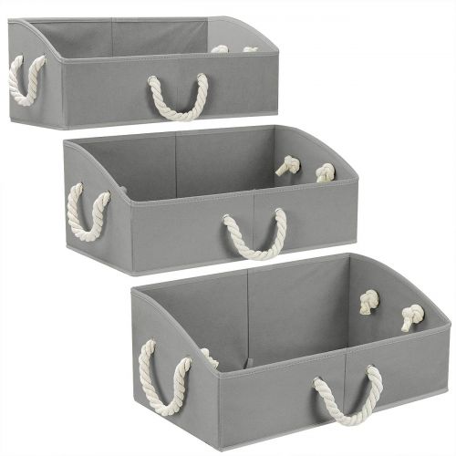  Sorbus Storage Bins [3-Pack] Fabric Storage Baskets, Foldable Closet Organizer Trapezoid Storage Box (Beige)