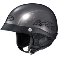HJC Helmets Unisex-Adult Half-Size-Helmet-Style CL-Iron Road Black Rose Helmet (Grey, Large)