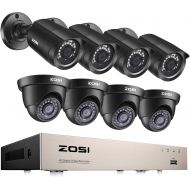 ZOSI 8CH HD 720P Video Security System 4 in 1 DVR with (4) HD 1.0MP Weatherproof Bullet Cameras and (4) 1280TVL Dome Cameras, Outdoor Indoor Surveillance Camera System, 1TB Hard Dr