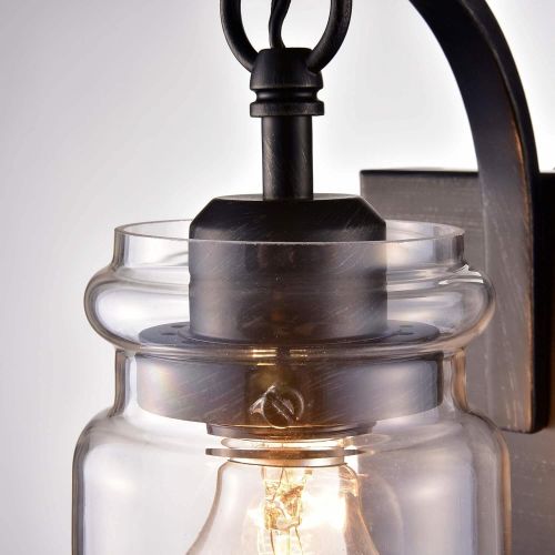  Jojospring Anastasia Antique Black Single Light Wall Sconce with Clear Glass Shade