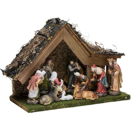 커트애들러 Kurt Adler 9-12-Inch Musical LED Nativity Set with Figures and Stable