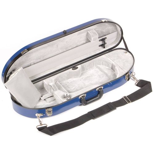  Amazon Bobelock 1047FV Blue Fiberglass 4/4 Violin Case with Silver Velvet Interior and Protective Bag