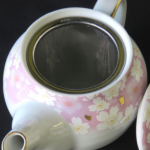  Kutani Yaki(ware) Japanese Teapot Sakura (with tea strainer)