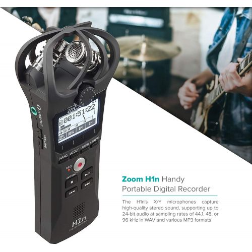  Zoom H1n Handy Portable Digital Recorder Bundle with Movo Lavalier Clip-on Omnidirectional Condenser Microphone