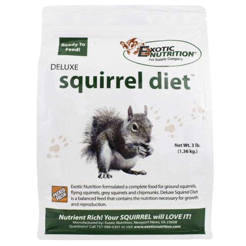  Exotic Deluxe Squirrel Diet - Nutritionally Complete Staple Diet with High Protein Pellets for Captive Squirrels - Grey Squirrels, Ground Squirrel, Chipmunks, Flying Squirrels