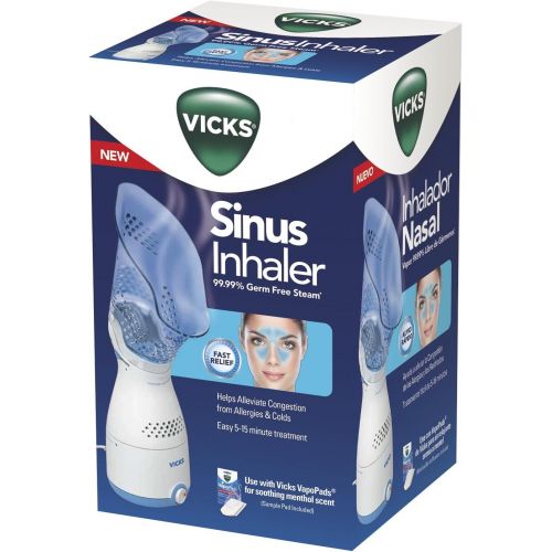 빅스 Vicks Personal Sinus Steam Inhaler Face Steamer or Inhaler with Soft Face Mask for Targeted Steam Relief, Aids with Sinus Problems, Congestion, Cough, Use with Soothing Menthol Vic